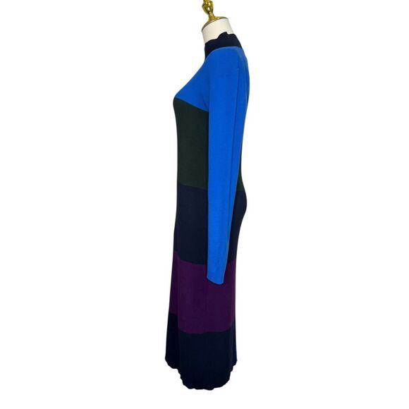 Tory Burch Sport Women’s Small Midi Dress Ribbed Colorblock Knit Multicolor - Picture 7 of 10